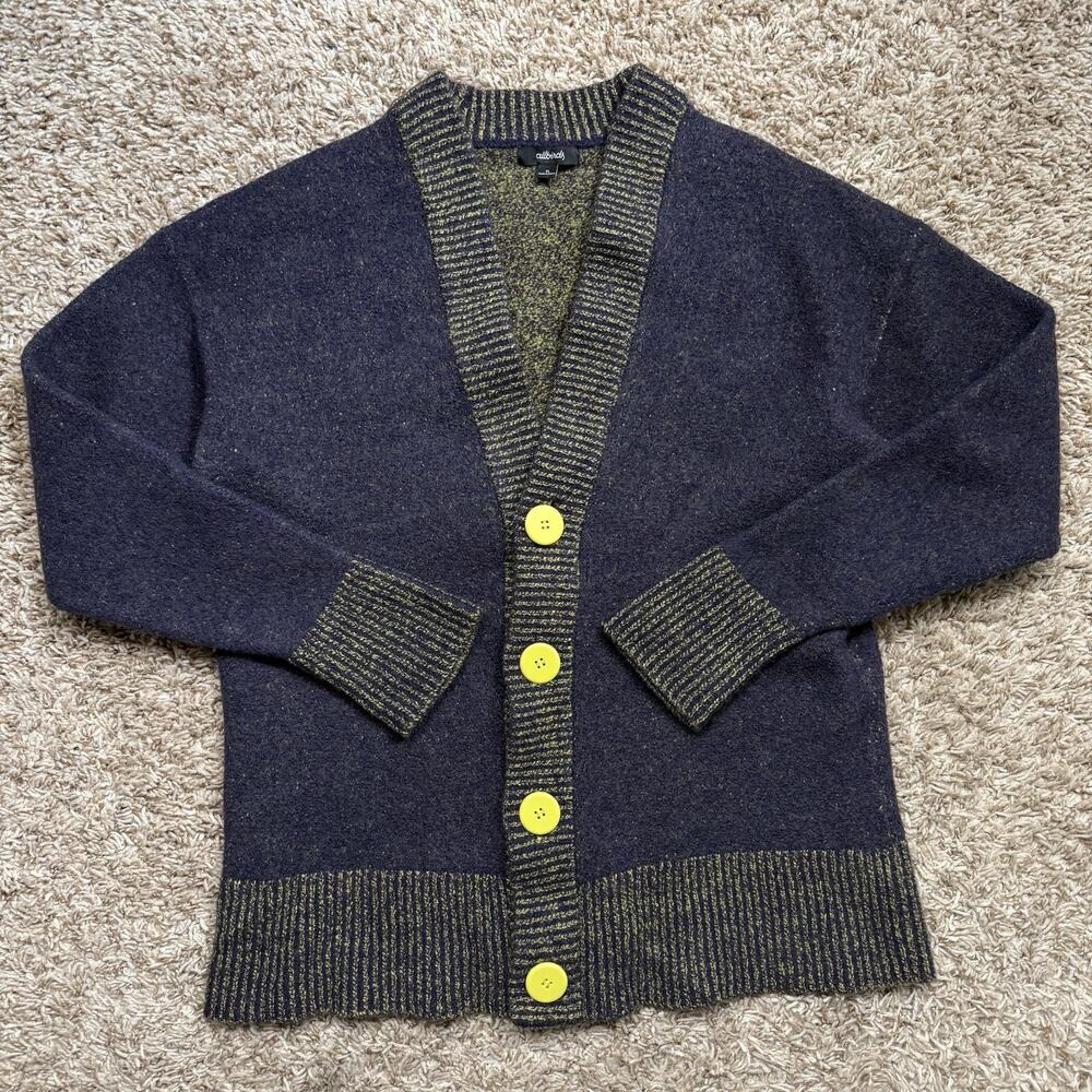 Allbirds Cardi Merino Wool Cardigan Sweater Purple Lime Green Men’s Size Small